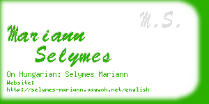 mariann selymes business card